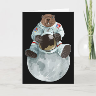 Waldmurmeltier-Astronaut sitzt Mond Weltraum-Naget Karte