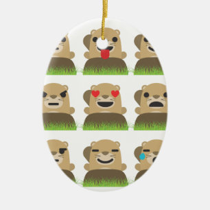 Waldmurmeltier-Emojis Keramik Ornament
