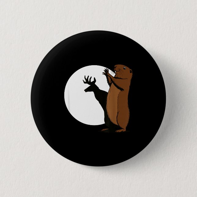 Waldmurmeltier Hirsch Schattenpuppe Lustiges Waldm Button (Vorderseite)