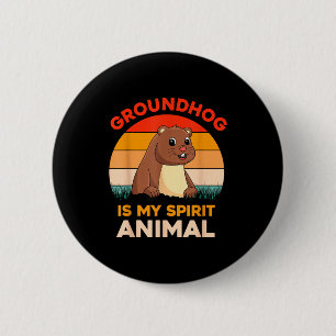 Waldmurmeltier ist mein Seelentier Retro Groundhog Button