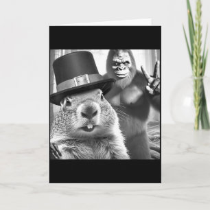 Waldmurmeltier macht Selfie mit Bigfoot Lustiges W Karte
