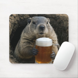 Waldmurmeltier mit Bierkrug Mousepad