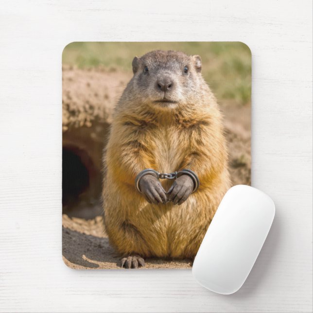 Waldmurmeltier mit Handschellen Mousepad (Mit Mouse)