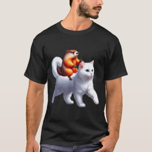 Waldmurmeltier-Reitet-Katzen-Kostüm Familie Kinder T-Shirt