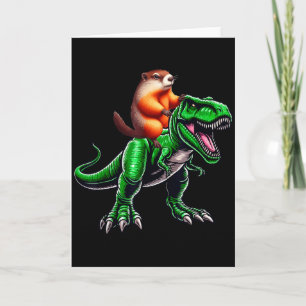 Waldmurmeltier Reitet T-Rex Kostüm Familie Kinder  Karte