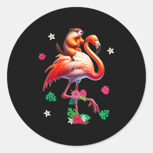 Waldmurmeltier-Reitflamingokostüm Familie Kinder K Runder Aufkleber