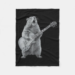 Waldmurmeltier spielt Gitarre Rock Frohen Murmelti Fleecedecke