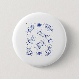 Waldmurmeltiere Astronaut Im Weltraum Lustig Retro Button