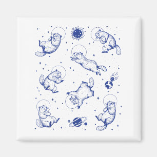 Waldmurmeltiere Astronaut Im Weltraum Lustig Retro Magnet