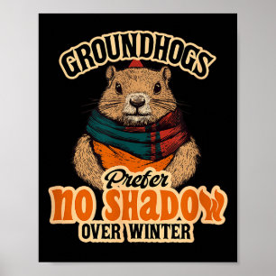 Waldmurmeltiere bevorzugen keinen Schatten im Wint Poster