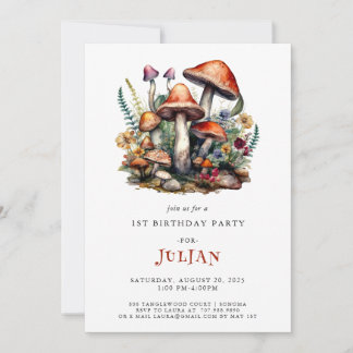 Waldmushrooms 1. Geburtstag Einladung