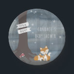 Waldnachtfox-Babyparty Pappteller<br><div class="desc">Baby-Duschen-Teller,  der eine Illustration eines Mutter- und Babyfuchses snuggling ist unter einem Baum im Wald nachts umgeben durch Sterne kennzeichnet.</div>