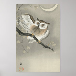 Waldohreule in Ginkgo von Ohara Koson  Poster