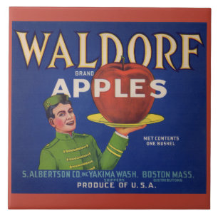Waldorfäpfel-Kratetikett der 1920er Fliese