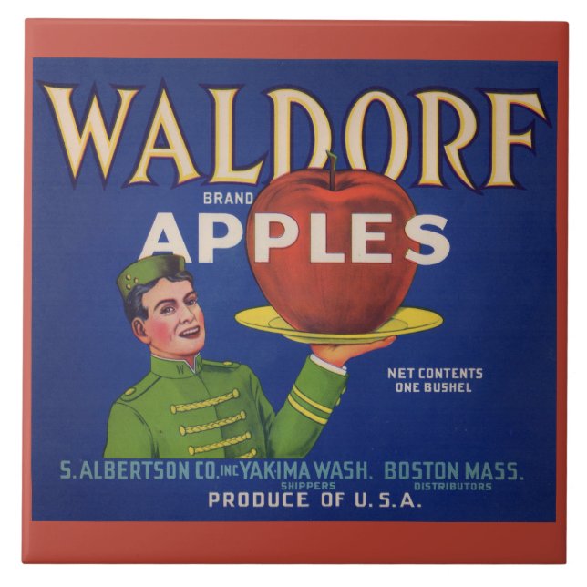 Waldorfäpfel-Kratetikett der 1920er Fliese (Vorderseite)