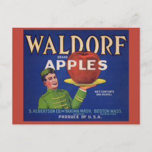Waldorfäpfel-Kratetikett der 1920er Postkarte