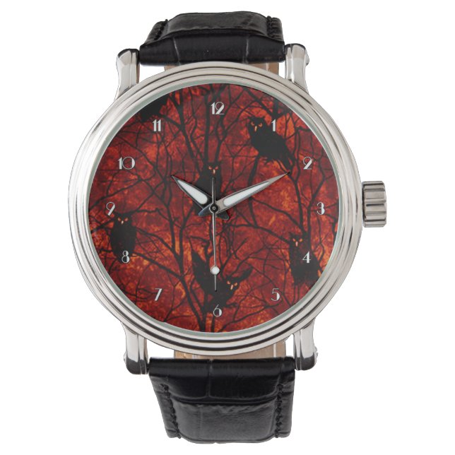 Waldöwen Sonnenuntergang Ansammlung Armbanduhr (Vorderseite)
