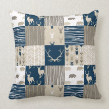 Waldpatchwork-Pillow - Navy und Tan