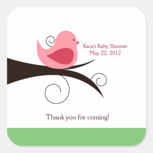 WaldPiepmatz-(rosa) QUADRATISCHER Aufkleber