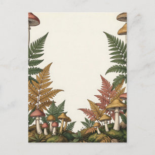 Waldpilz-Farn Botanischer Bordürenentwurf Postkarte