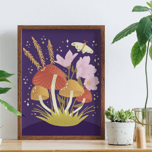 Waldpilz-Illustrationsposter Poster