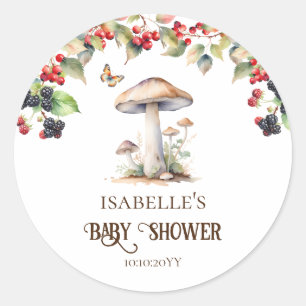 Waldpilz & Pilz Herbst-Baby-Party  Runder Aufkleber