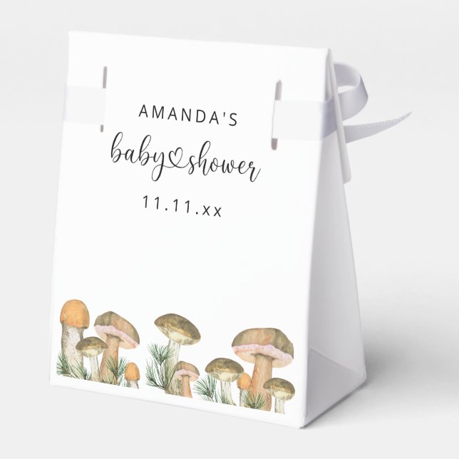 Waldpilze Babydusche Geschenkschachtel (Rückseite)