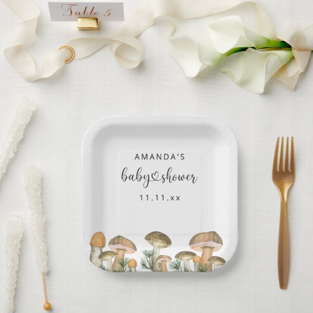 Waldpilze Babydusche Pappteller (Hochzeit)