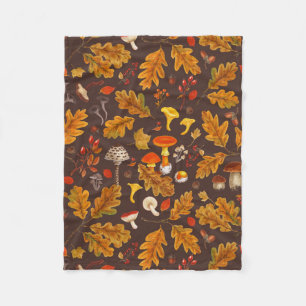 Waldpilze und Herbstflora in Braun Fleecedecke