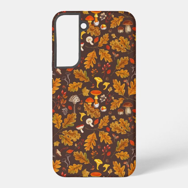 Waldpilze und Herbstflora in Braun Samsung Galaxy Hülle (Rückseite)