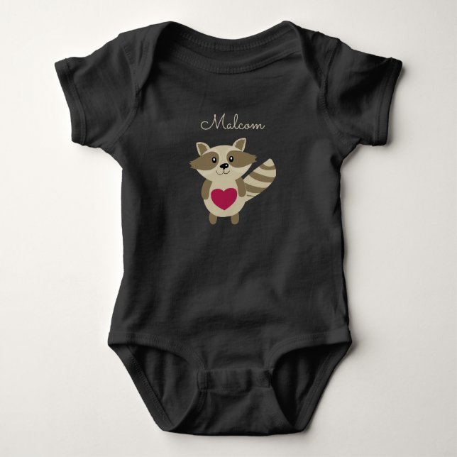 Waldraccoon-entzückendes personalisiertes baby strampler (Vorderseite)