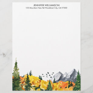 Waldrand Fall Bäume Aquarellwald Briefbogen