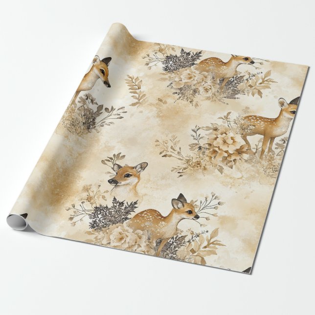 Waldreh-Tiermuster Geschenkpapier (Ungerollt)