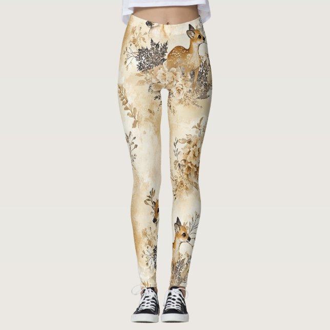 Waldreh-Tiermuster Leggings (Vorderseite)