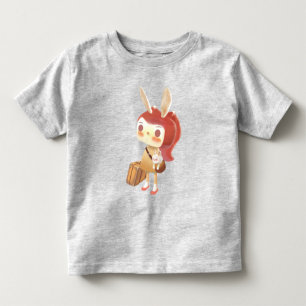 Waldreise: Hasenmädchen mit antiker Reisetasche Kleinkind T-shirt