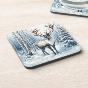 Waldren in winterlichem Wald Wildlife Blank Getränkeuntersetzer