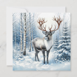 Waldren in winterlichem Wald Wildlife Blanko