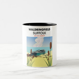 Waldringfield Suffolk Reiseplakat. Zweifarbige Tasse
