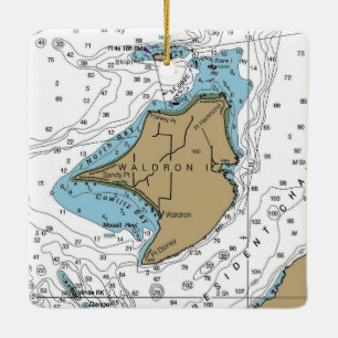 Waldron Island Nautical Chart Keramikornament