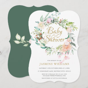 Waldrosen-Girlande Baby Shower / Sprinkle Einladung
