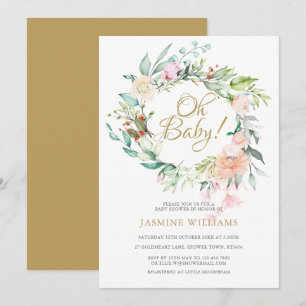 Waldrosen-Girlande Baby Shower / Sprinkle Einladung