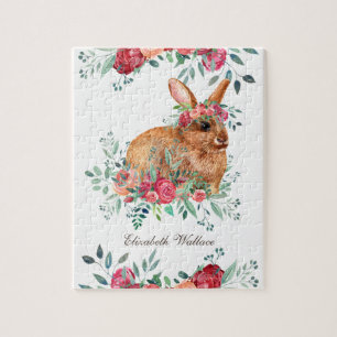 Waldrote Rosen Süße Florale Hase Kinder Name