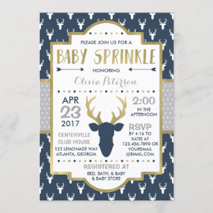 Waldrotwild-Baby besprühen Einladung, Imitat-Folie Einladung