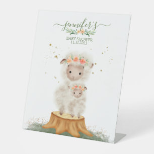 Waldschaf Lamm Bauernhof Tier Baby Shower Sockelschild