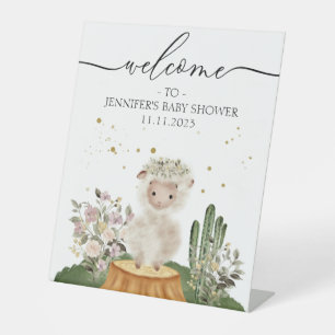 Waldschaf Willkommen zur Babyparty natürlich Sockelschild