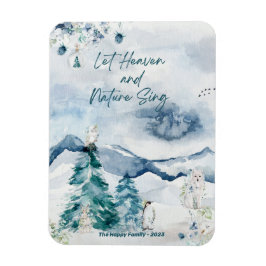 Waldschneewaldtiere Bäume Himmelsnatur Magnet