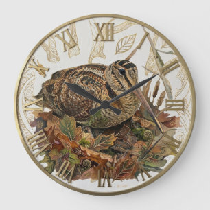 Waldschnepfe im herbstlichen Wald  Große Wanduhr