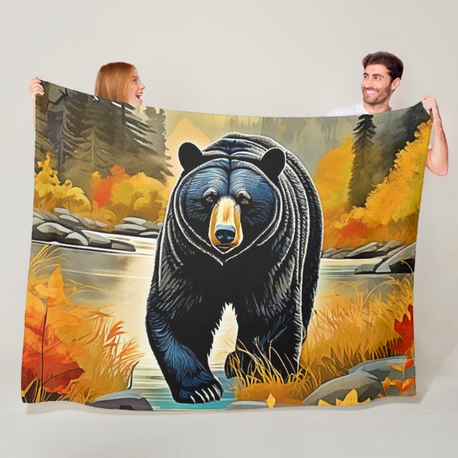 Waldschwarzer Bär Herbst Fleecedecke (Beispiel)