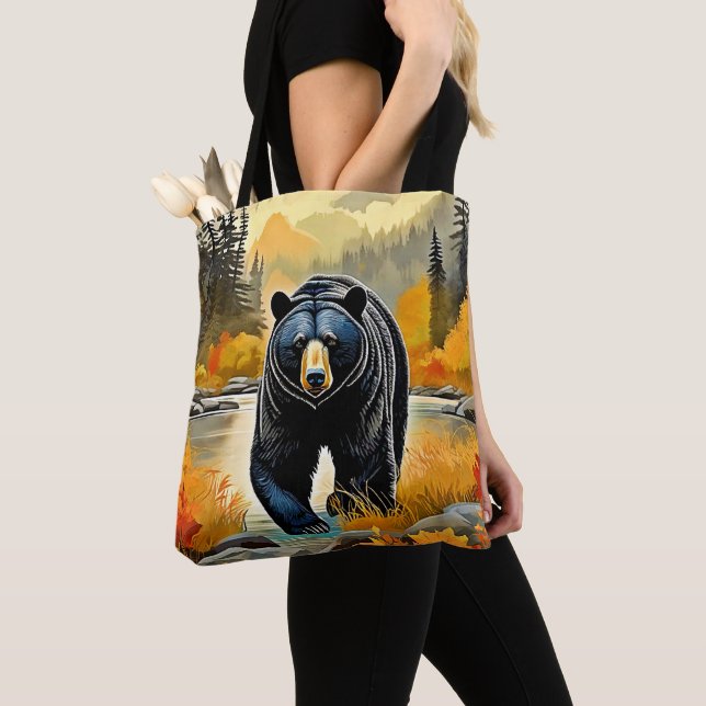 Waldschwarzer Bär Herbst Tasche (Von Nahem)