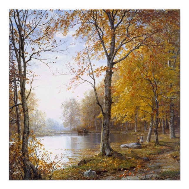 Waldsee im Herbst Poster (Vorderseite)